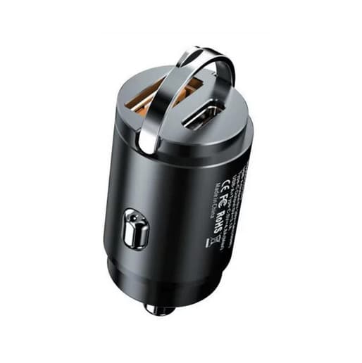 Mini incarcator auto IDK PD-04, dual port USB + PD, 30W, 3A, negru 3