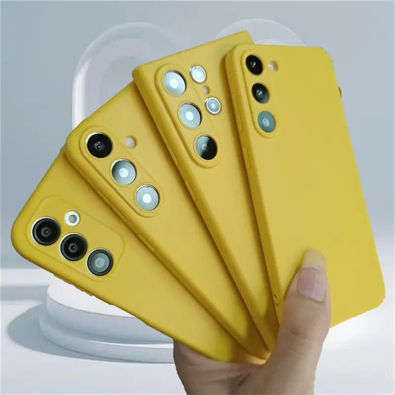Husa Samsung Galaxy S23 Ultra, Luxury Silicone, catifea in interior, protectie camere, galbena 2
