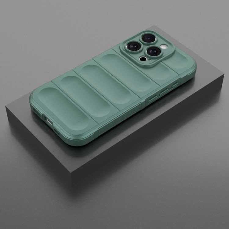 Husa Apple iPhone 16 Pro, Wave Silicone, protectie camera, catifea in interior, deep green 2
