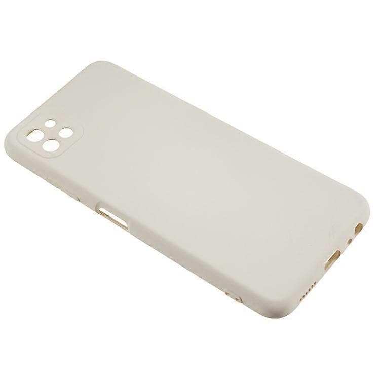 Husa Samsung Galaxy A22 5G Luxury Silicone, catifea in interior, protectie camere, bej 3