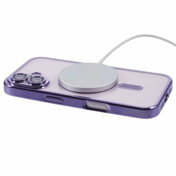 Husa Apple iPhone 13, Magsafe Electroplating TPU, protectie camera, margini mov 2