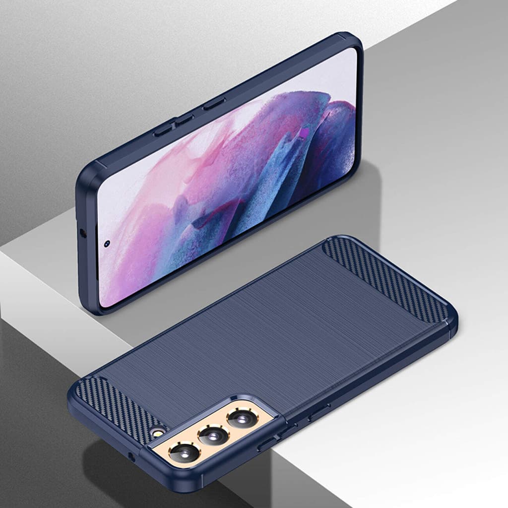 Husa protectie Samsung Galaxy S23, Carbon Stripe, TPU flexibil 2 mm, albastra 2