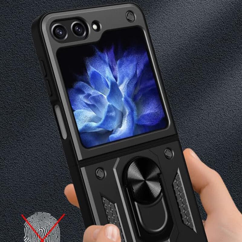 Husa Samsung Galaxy Z Flip5, Camshield Armor, inel sustinere, protectie camera, aurie 5