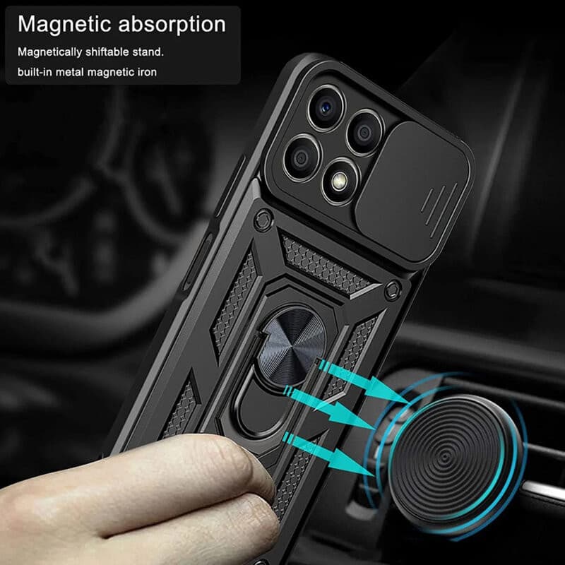 Husa protectie Honor X8b, Camshield Armor, inel sustinere, protectie camera, argintie 4