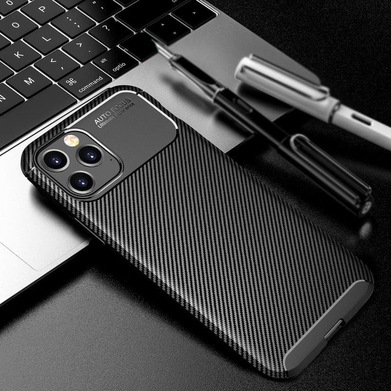 Husa Carbon Fiber pentru Apple iPhone 12 Pro Max, aspect carbon, neagra 3