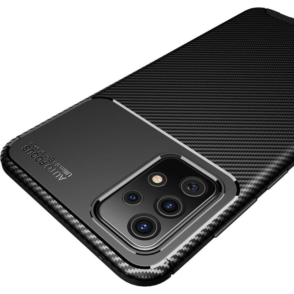 Husa Carbon Fiber pentru Samsung Galaxy A23 4G, aspect carbon, protectie camere, neagra 3