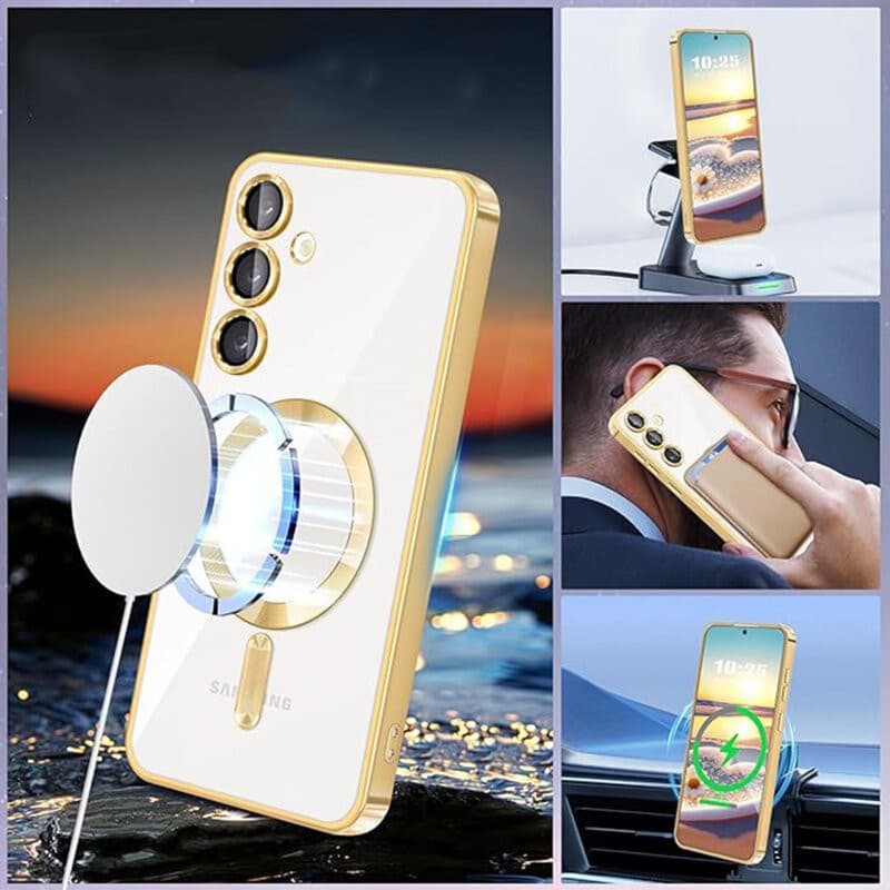 Husa Samsung Galaxy A36, Electroplating Magsafe TPU, protectie camera, aurie 4