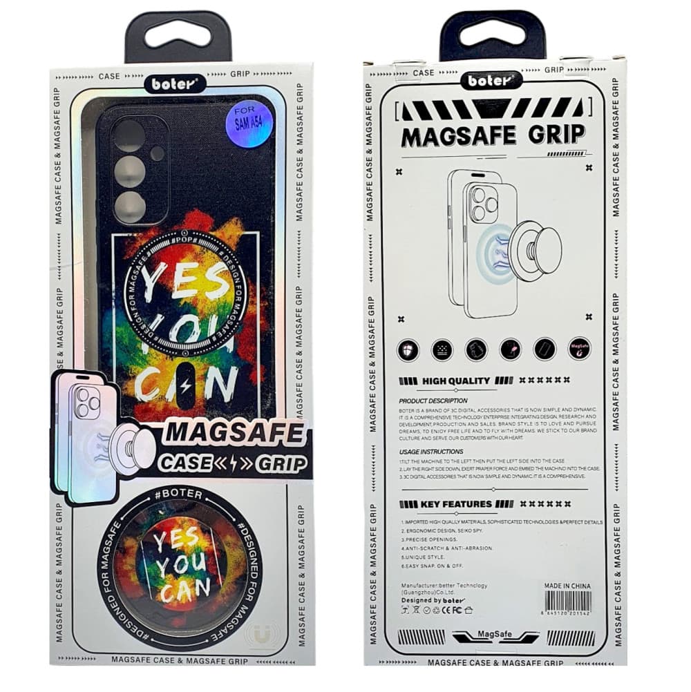Husa Apple iPhone 14 Pro, Boter Magsafe + MagPopsocket, Yes You Can 5