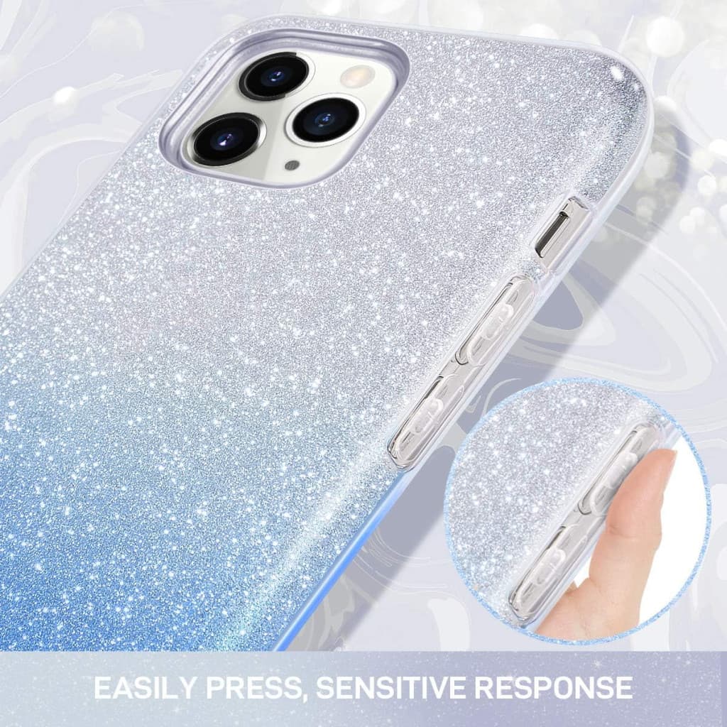 Husa iPhone 12 Mini, Luxury Glitter Gradient, argintiu/albastru 2