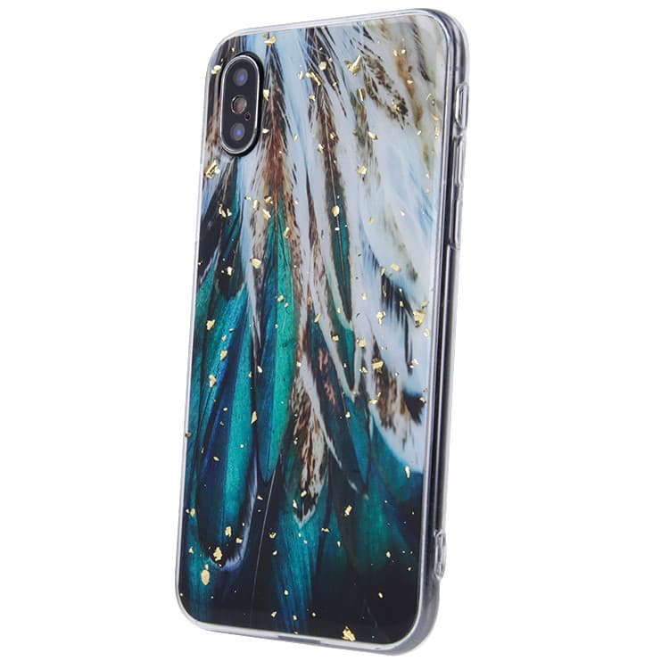 Husa Gold Glam pentru Apple iPhone 12/12 Pro, model Leaves 2