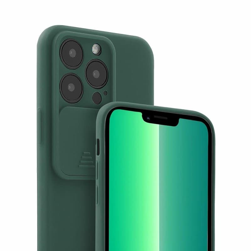 Husa Apple iPhone 13 Pro, Vertical Slide TPU, silicon moale, flexibil, verde 3