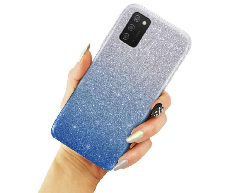 Husa Luxury Glitter Gradient pentru Samsung Galaxy A72, albastru cu argintiu 3