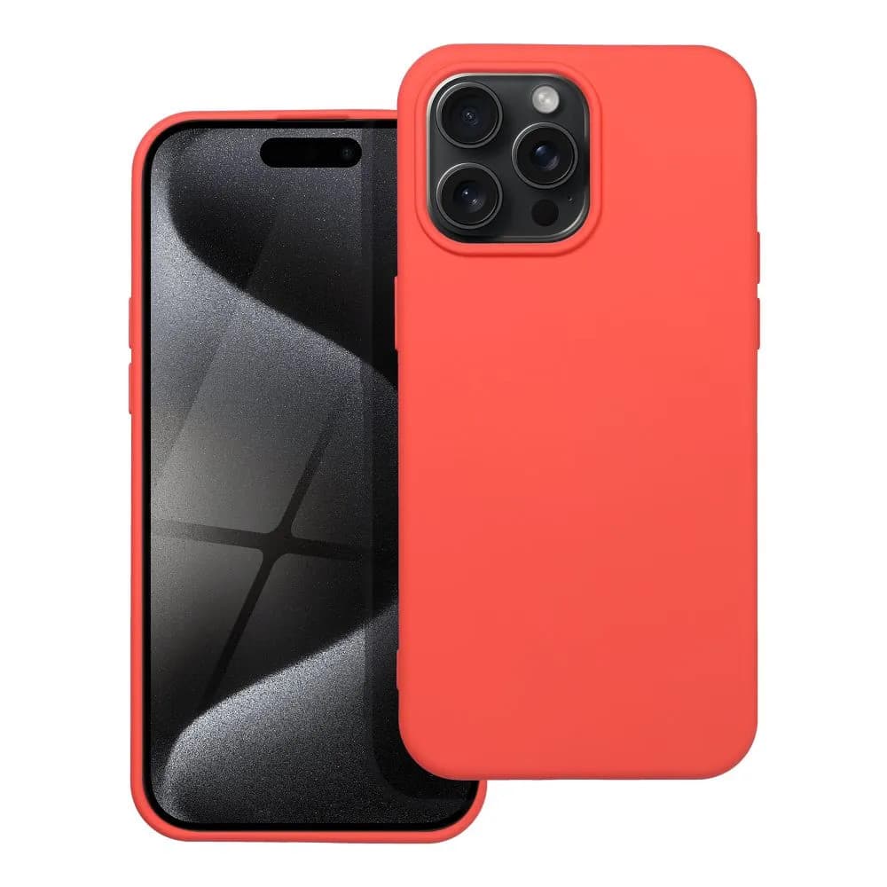 Husa Apple iPhone 15 Pro Max, Luxury Silicone, catifea in interior, rosu piersica 2