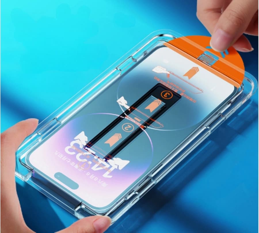 Folie sticla Apple iPhone 16 Plus, Full Glue, Instant Fit Magic Box,  kit instalare rapida, margini negre 2