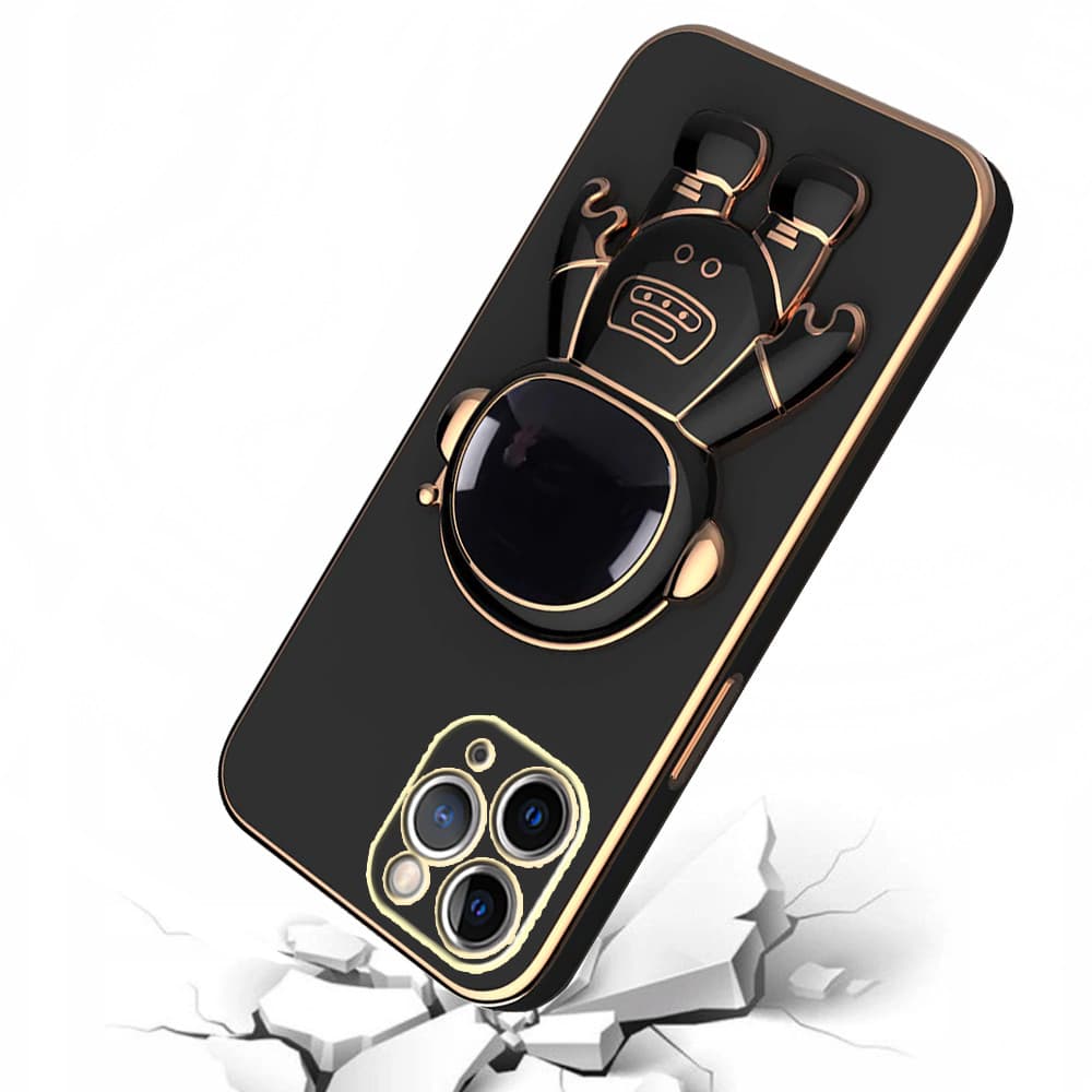 Husa Apple iPhone 15 Pro Max, Astronaut Case, protectie camera, functie stand expunere, neagra 3