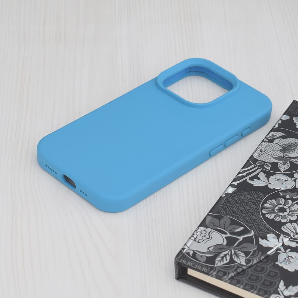 Husa Apple iPhone 15 Pro, Luxury Silicone, catifea in interior, albastra 2