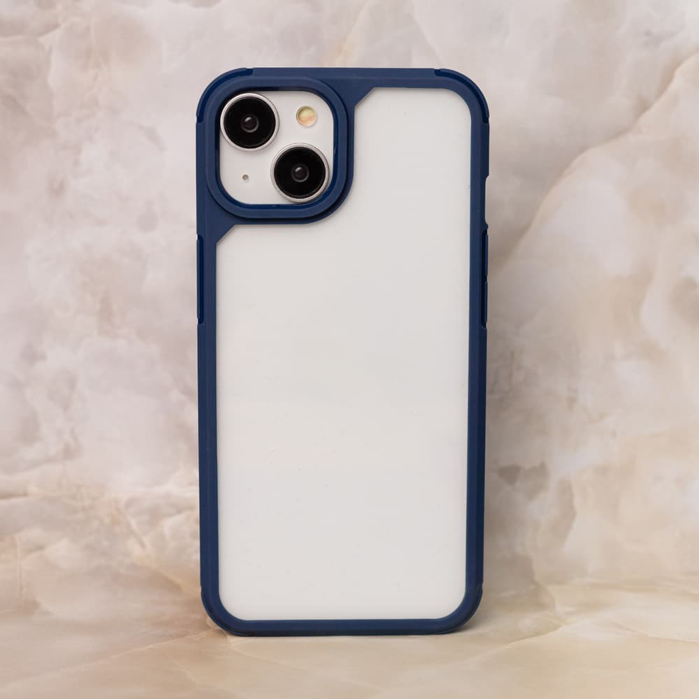 Husa protectie Apple iPhone 14 Pro Max, Color Shock TPU, margini antisoc, spate transparent, albastru 3
