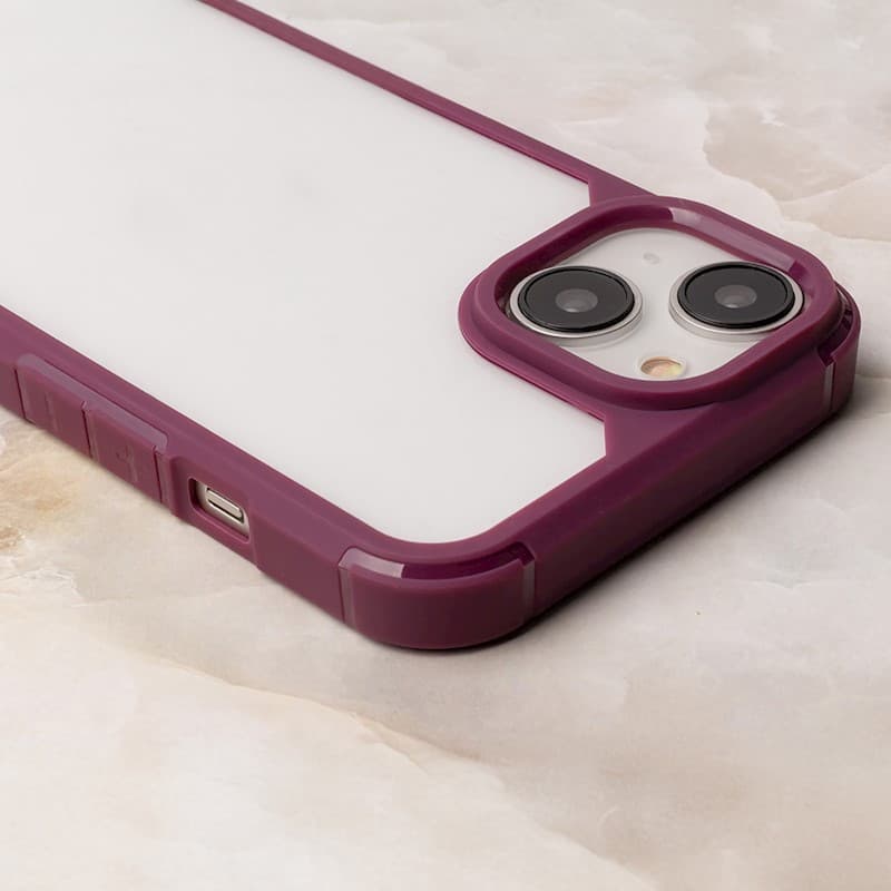 Husa protectie Apple iPhone 14 Pro, Color Shock TPU, margini antisoc, spate transparent, burgundy 2