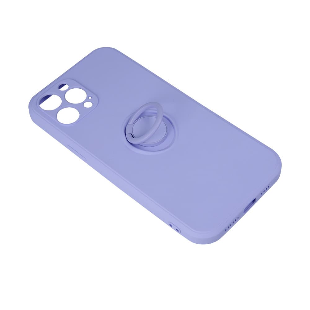 Husa Apple iPhone 16, Ring Silicone, suport sustinere rotativ, catifea in interior, mov 2