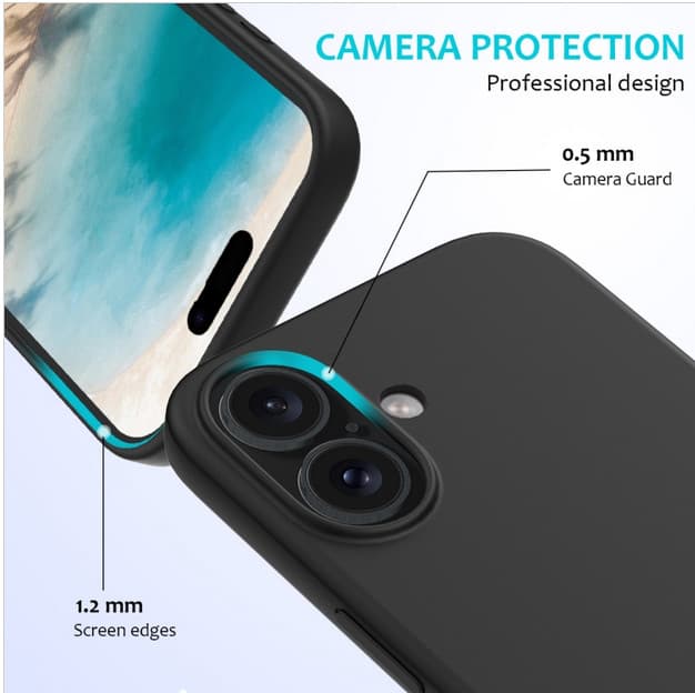 Husa Apple iPhone 16, Luxury Silicone, catifea in interior, neagra 3