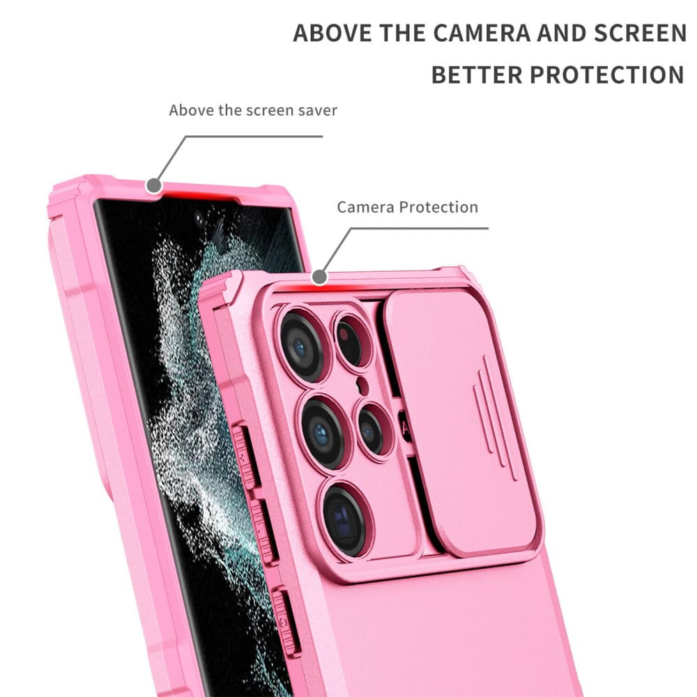 Husa Samsung Galaxy A53 5G, Defender Camshield, stand expunere, protectie camera, roz 2
