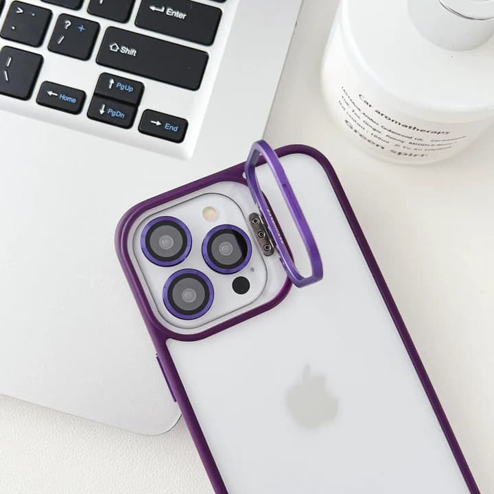 Husa Apple iPhone 13 Pro, Bracket Luxury, geamuri protectie camere, functie stand, mov 2