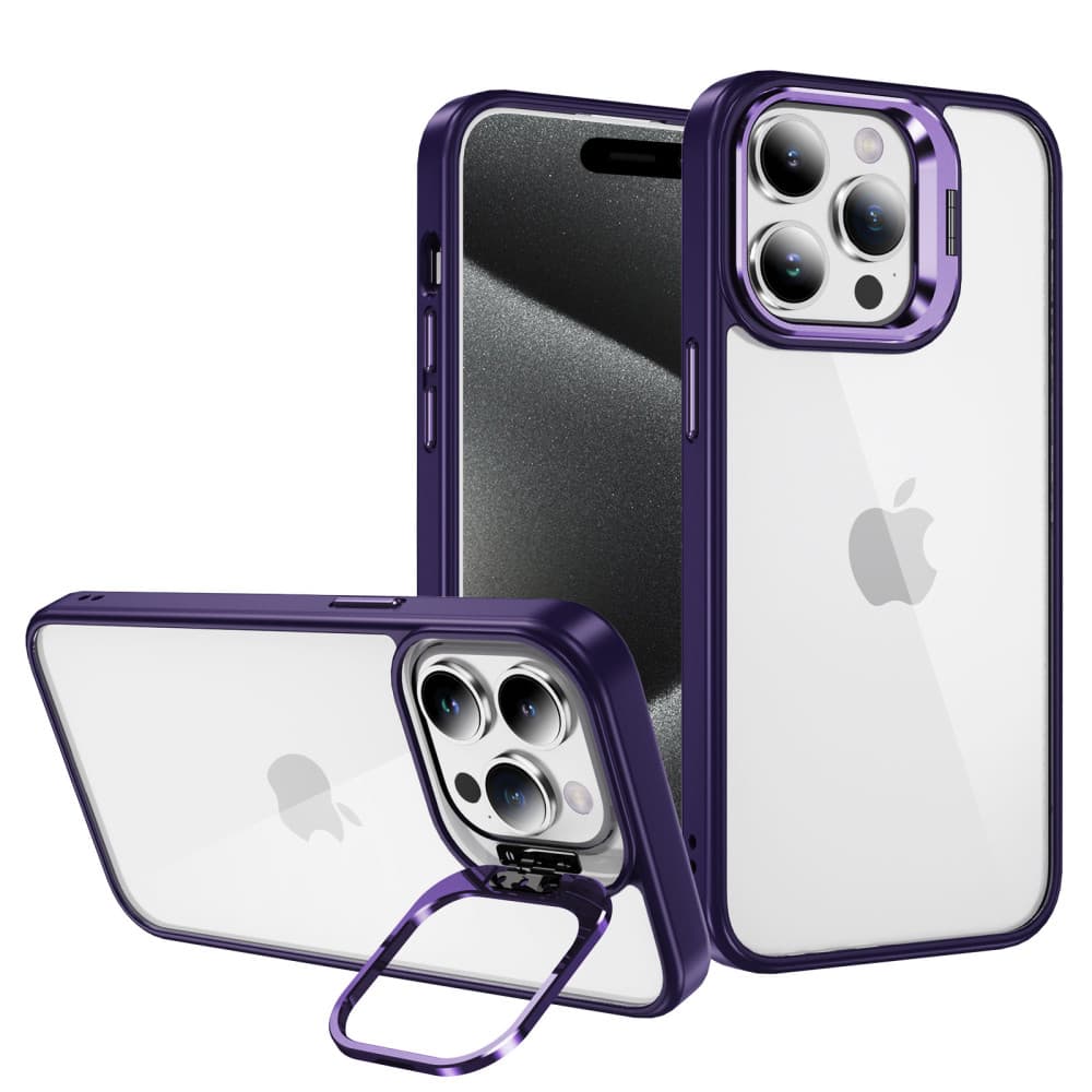Husa Apple iPhone 13 Pro, Bracket Luxury, geamuri protectie camere, functie stand, mov 5