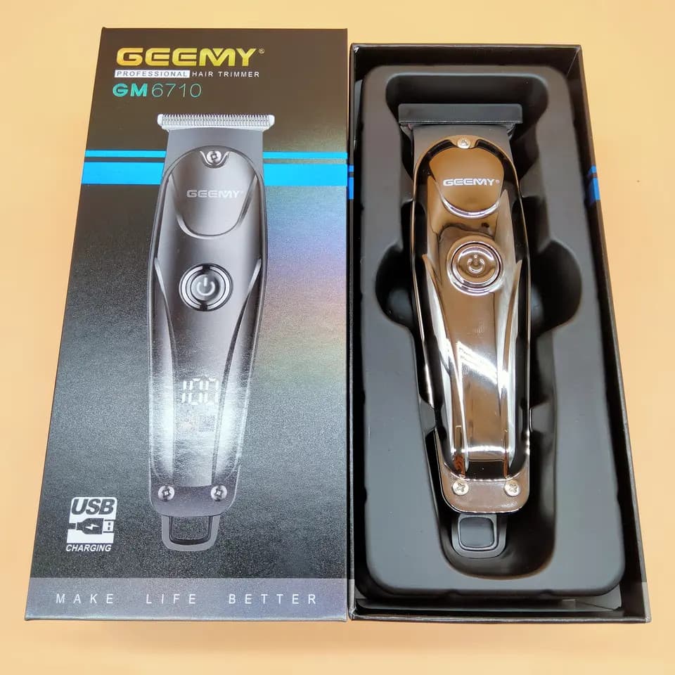 Aparat de tuns GEEMY GM6710, ecran LED, acumulator 600 mA, incarcare USB Type-C, argintiu 4