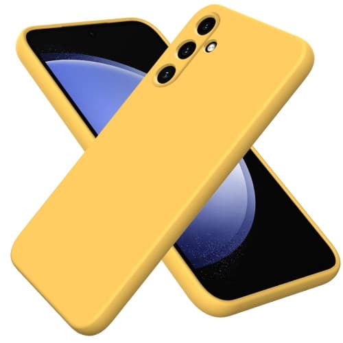 Husa Samsung Galaxy A15, Luxury Silicone, protectie camera, catifea in interior, galbena 4