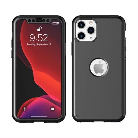 Husă Full Cover 360° pentru Apple iPhone 12 / 12 Pro (față + spate + sticlă), neagră 3