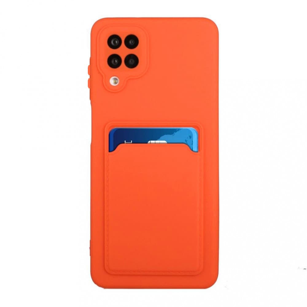 Husa Samsung Galaxy A12, Card Case, suport pentru carduri/cartele, portocalie 2