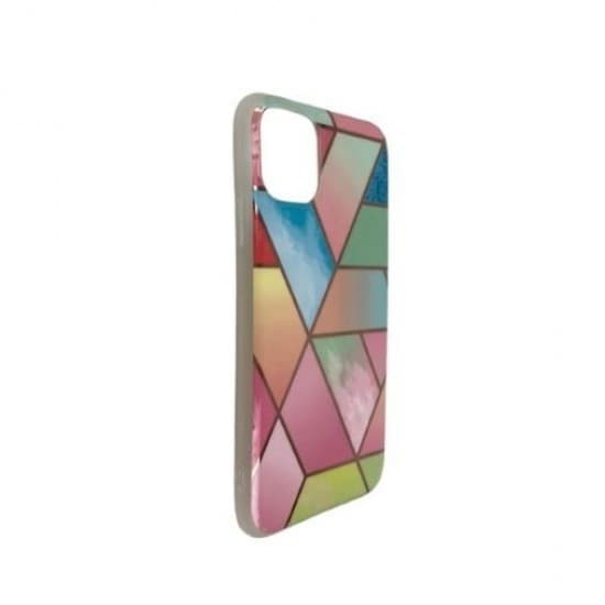 Husa protectie compatibila cu Apple iPhone 12 Pro Max Soft IMD TPU Marble Geometric Roz 2