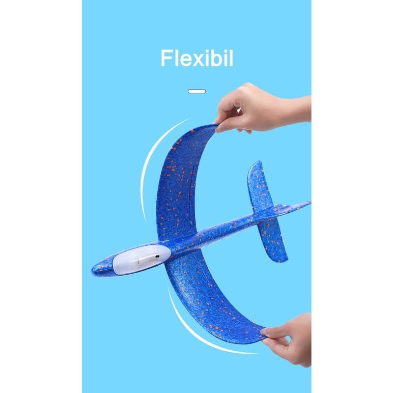Avion planor din polistiren, cu iluminare LED, 47 cm, albastru 2