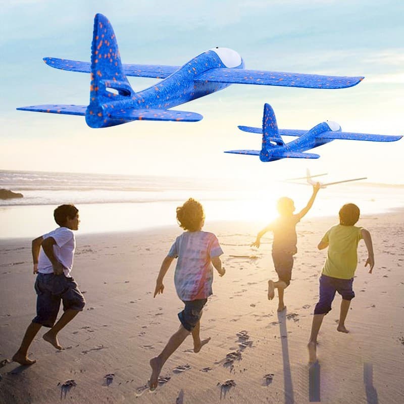 Avion planor din polistiren, cu iluminare LED, 47 cm, albastru 3