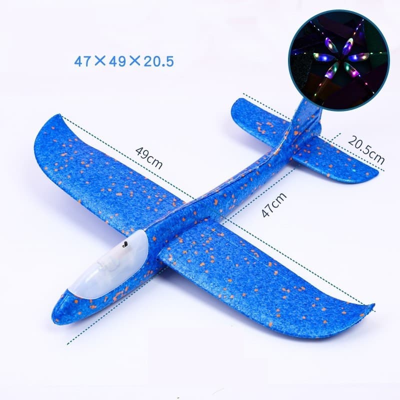 Avion planor din polistiren, cu iluminare LED, 47 cm, albastru 4