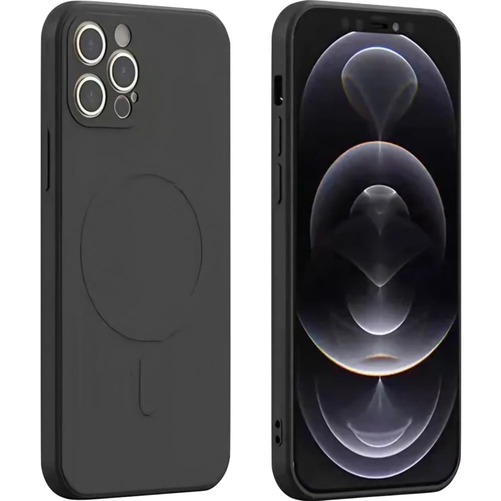Husa Apple iPhone 11, Liquid Magsafe, protectie camera, microfibra, neagra 2