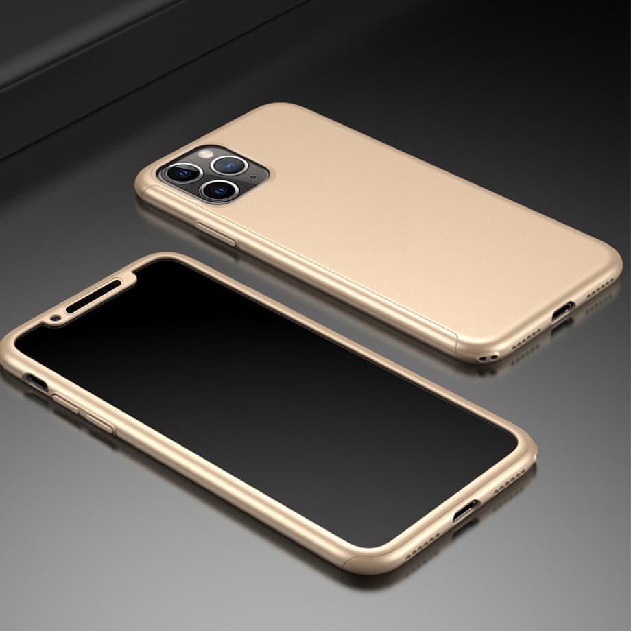 Husă Full Cover 360° pentru Apple iPhone 11 Pro (față + spate + sticlă), aurie 2