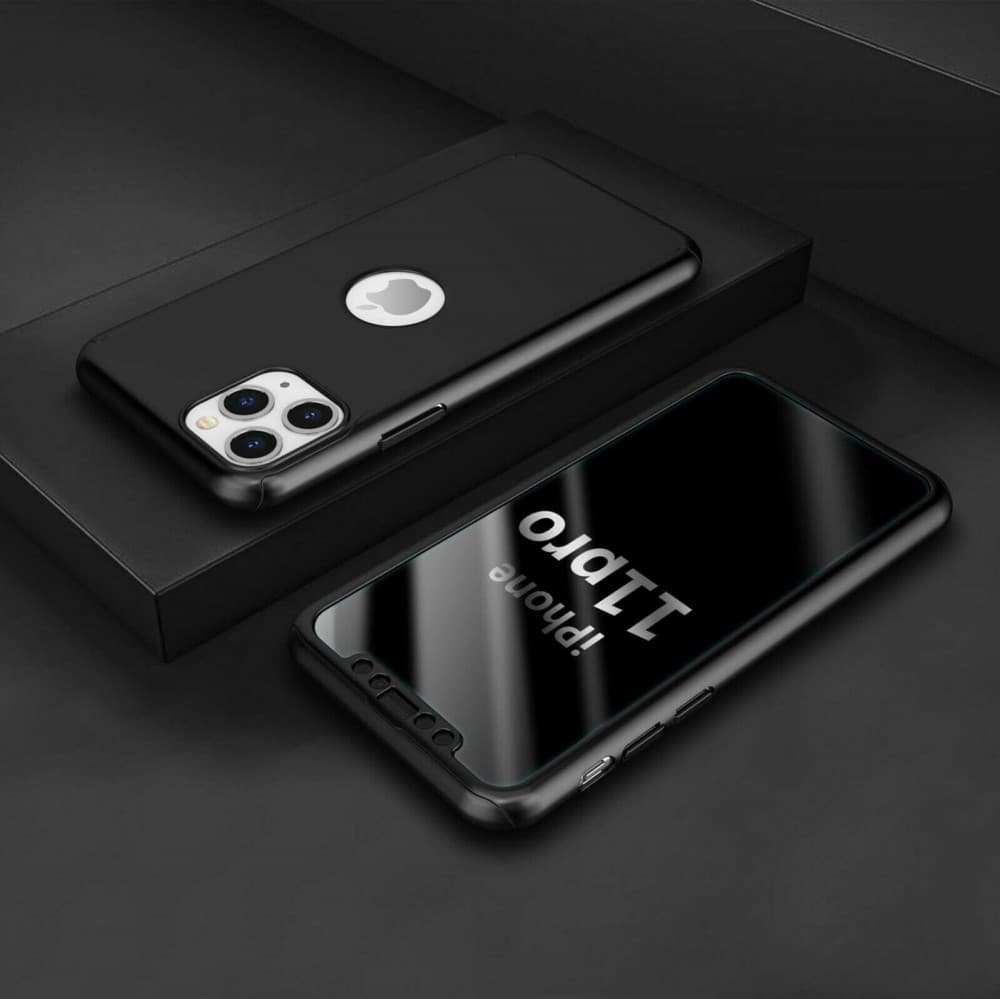 Husă Full Cover 360° pentru Apple Iphone 11 (față + spate + sticlă), neagră 4
