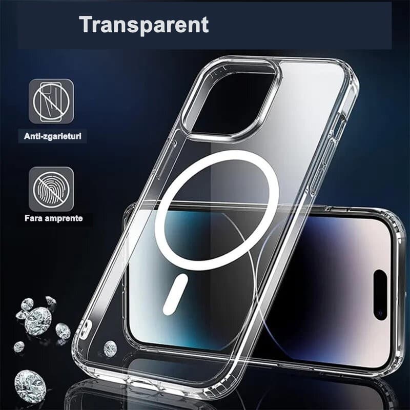 Husa protectie Apple iPhone 15 Plus, compatibila MagSafe, transparenta 2