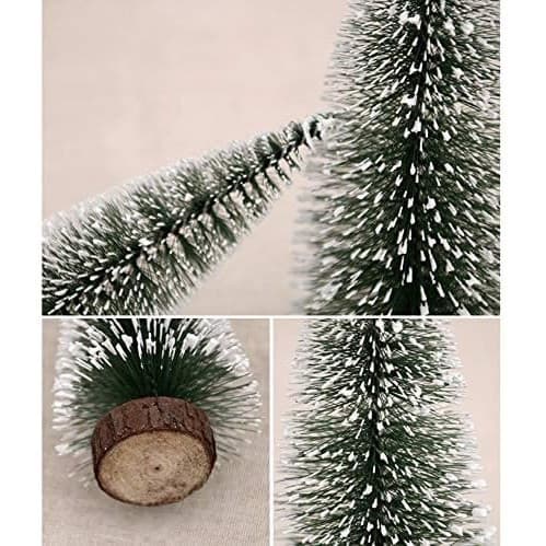 Brad artificial de Craciun, ornament pentru masa, pe suport lemn, 20 cm, argintiu 3
