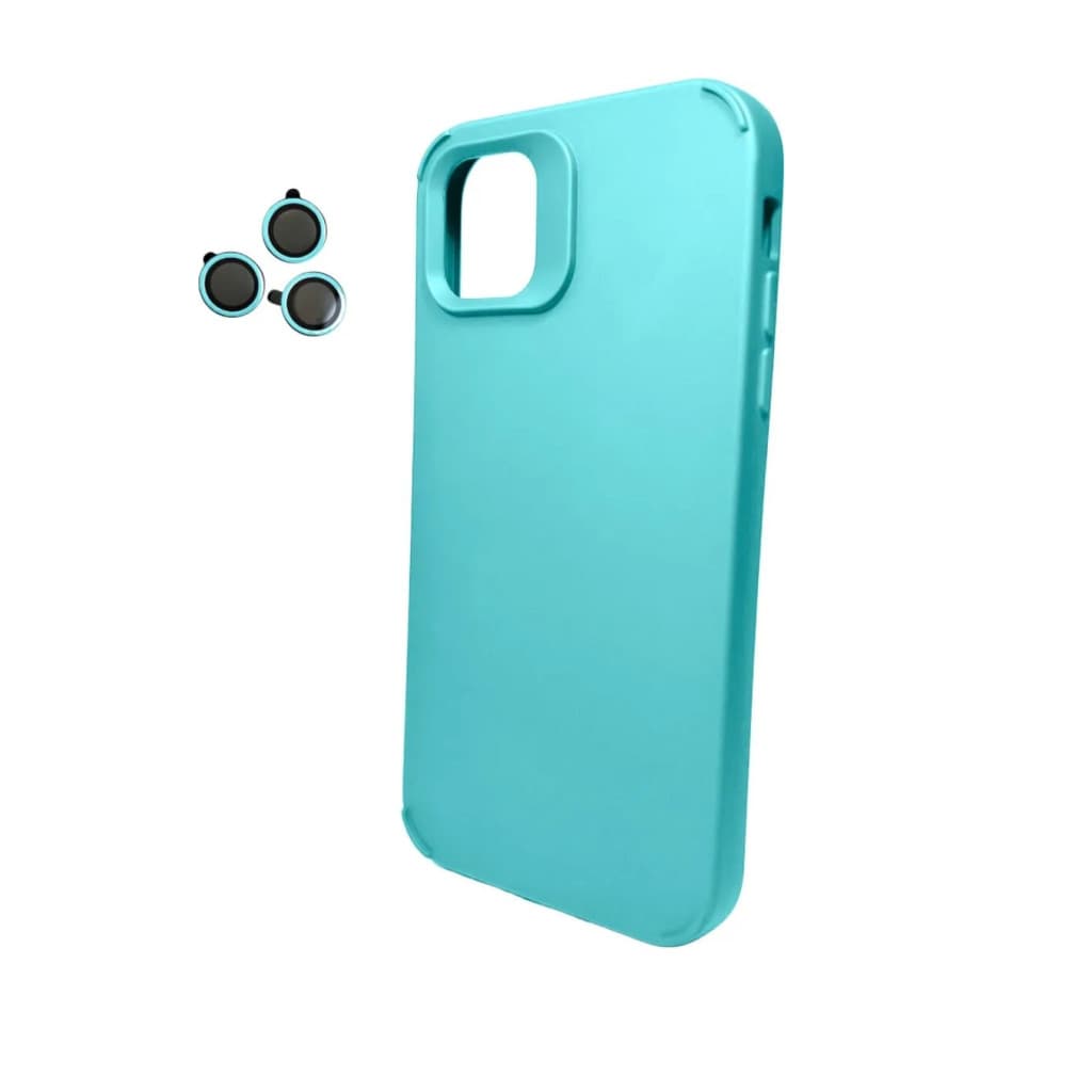 Husa protectie Apple iPhone 15 Pro Max, Shockproof Silicone, catifea in interior, folii de protectie camere incluse, Albastru 3