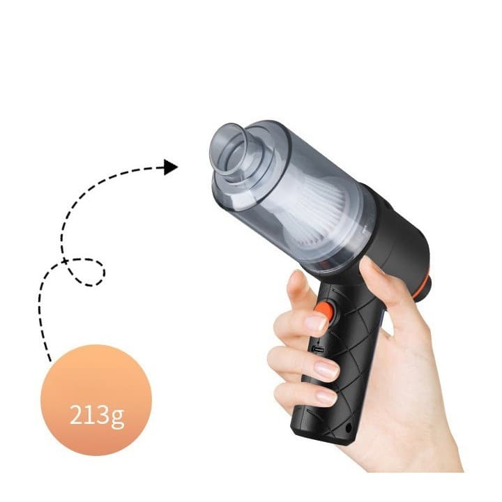 Aspirator portabil cu acumulator, tip pistol 2 in 1, suflare si aspirare, Incarcare USB, pentru casa si masina, autonomie 30 min, negru 2