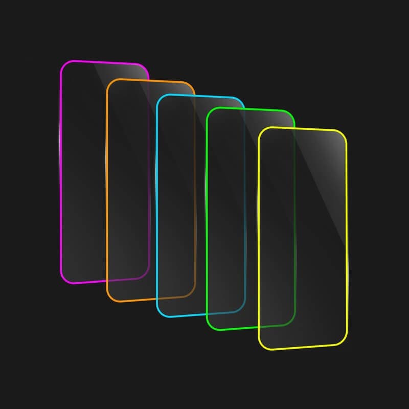 Folie sticla Apple iPhone 15 Pro Max, Luminous HD, margine fluorescenta, alba 5