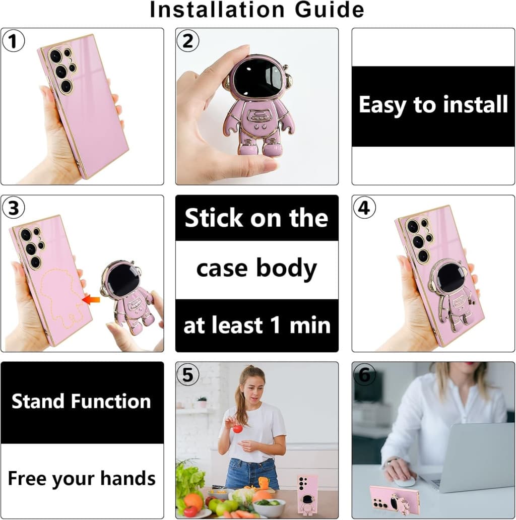 Husa Samsung Galaxy S24 Ultra, Astronaut Case, protectie camera, functie stand expunere, mov 5