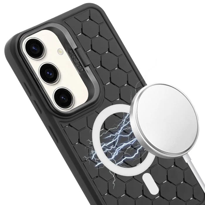 Husa Samsung Galaxy S23, HoneyComb Bracket, functie stand, neagra 2