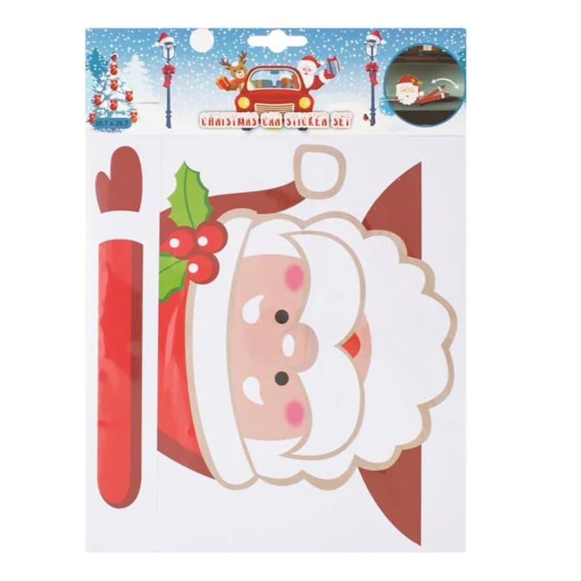Autocolant auto decorativ cu Mos Craciun ce saluta, 20.7 x 26.7 cm 2