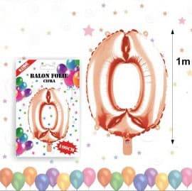Balon din folie metalizata, 100 cm, rose gold, cifra 0 1