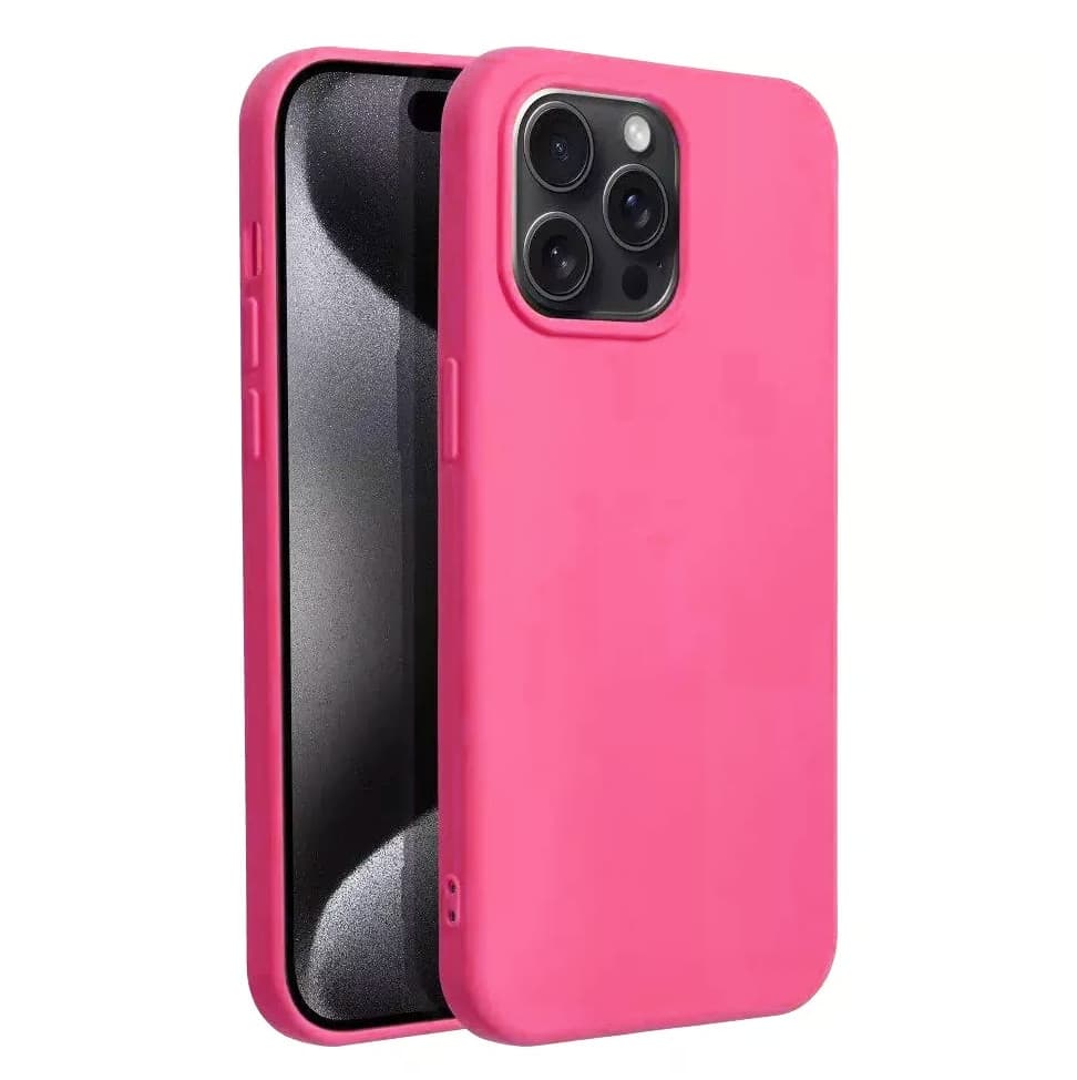 Husa Apple iPhone 15, Luxury Silicone, catifea in interior, roz ciclam 1