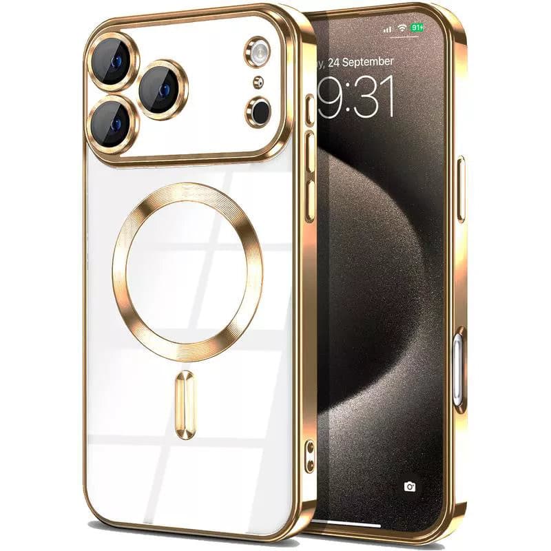 Husa Apple iPhone 17 Pro, Magsafe Electroplating TPU, protectie camera, margini aurii 1
