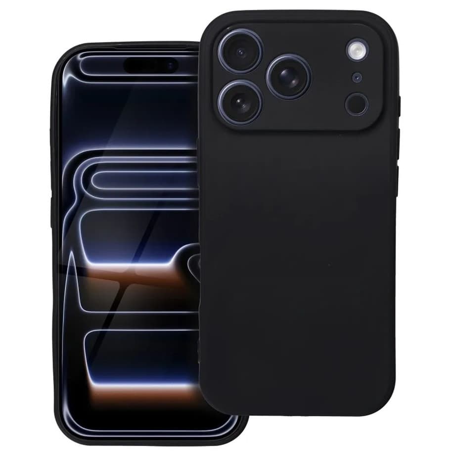 Husa Apple iPhone 17 Pro Max, Luxury Silicone, catifea in interior, protectie camere, neagra 1